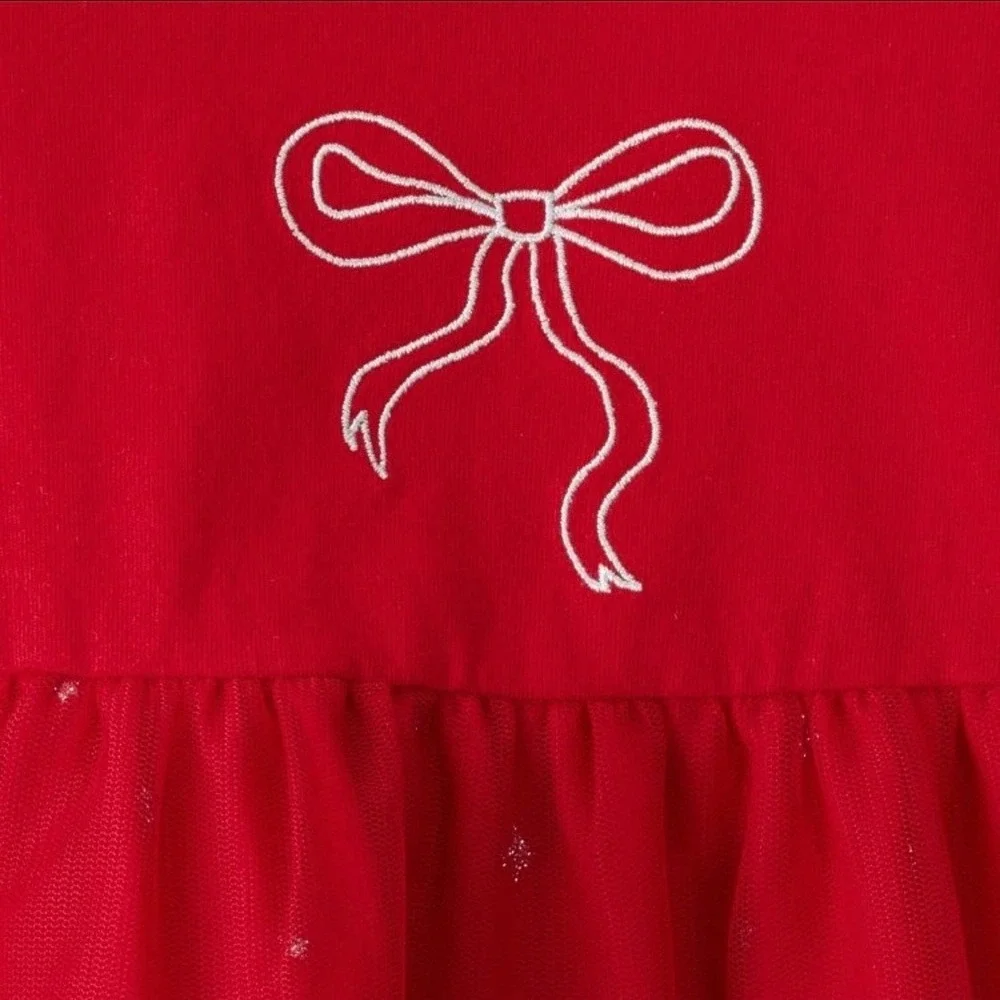 Carters Red Long Sleeve Tulle Dress with Bow and Bloomers Size 6 Months‎
